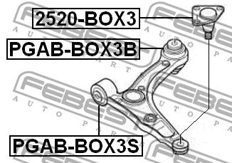 FEBEST 2008-2014 Fiat Ducato Rear Bushing Front Control Arm PGAB-BOX3B