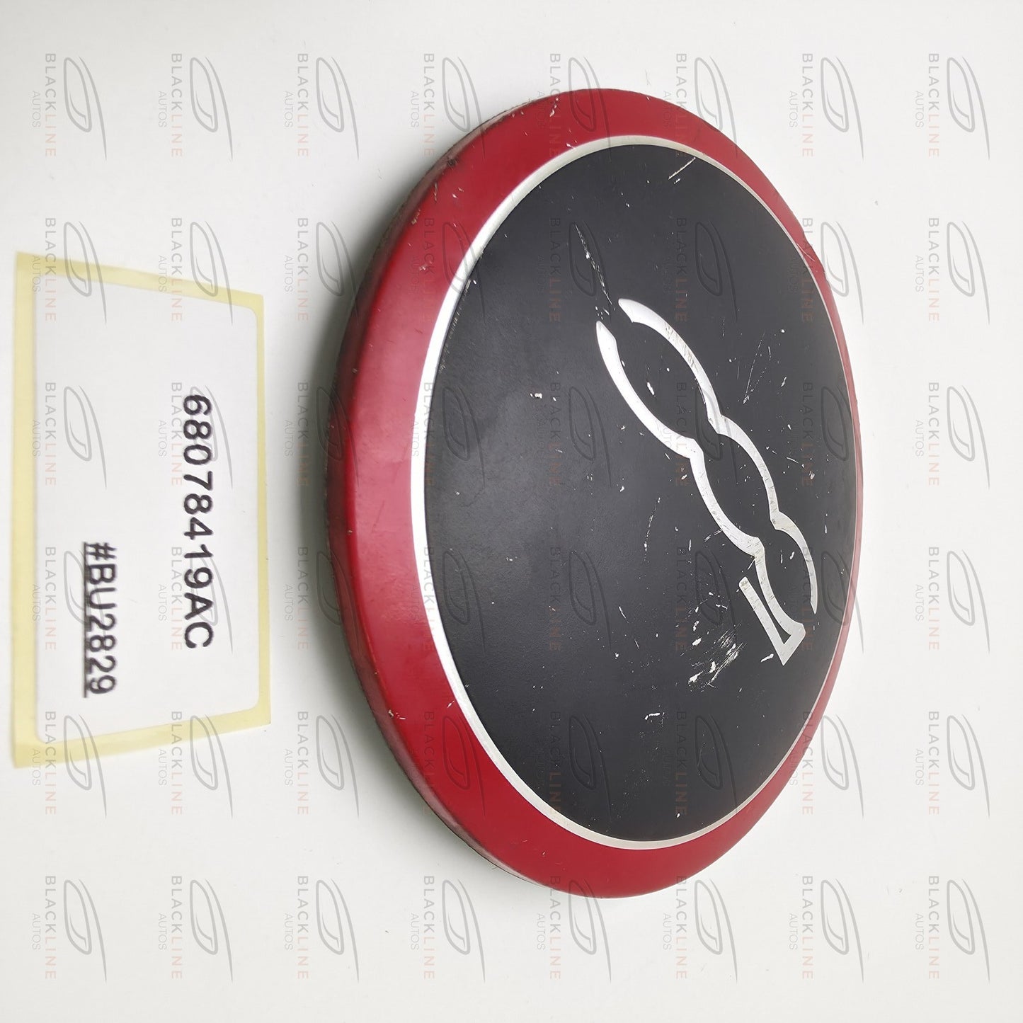 2012-2019 Fiat 500 Wheel Center Cap Black and Red 68078419AC