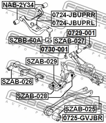 FEBEST 2006-2014 Suzuki Grand Vitara Rear Trailing Arm Bushing SZAB-025