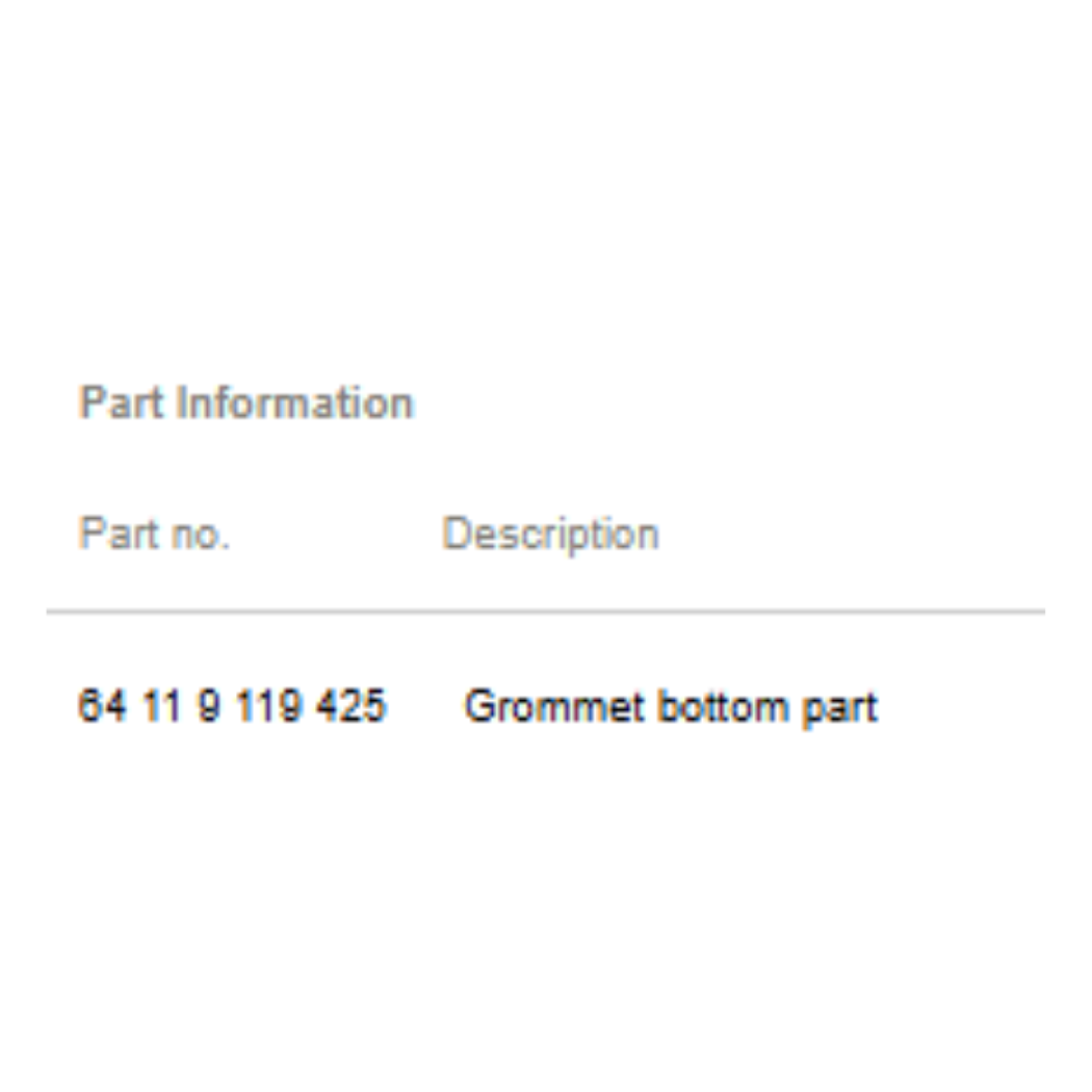 2011–2016 BMW 520i Grommet Bottom Part OEM 64119119425