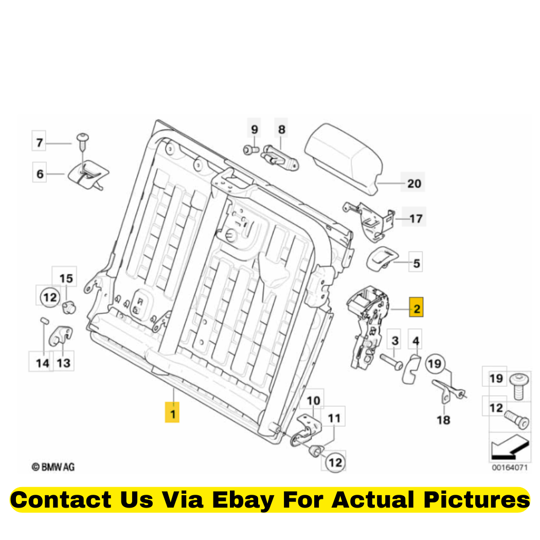 2012 BMW X6 Rear Seat Backrest Latch & Frame Used OEM 52207171507/52207286332