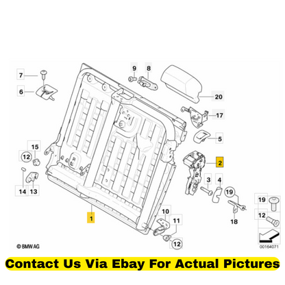 2012 BMW X6 Rear Seat Backrest Latch & Frame Used OEM 52207171507/52207286332