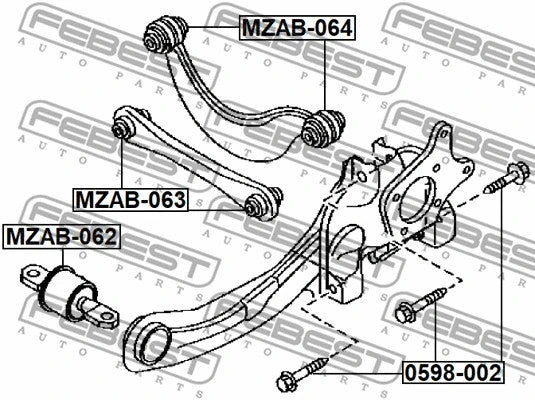 FEBEST 2004-2011 Mazda 3 Fastening Bolts Control Arm 0598-002