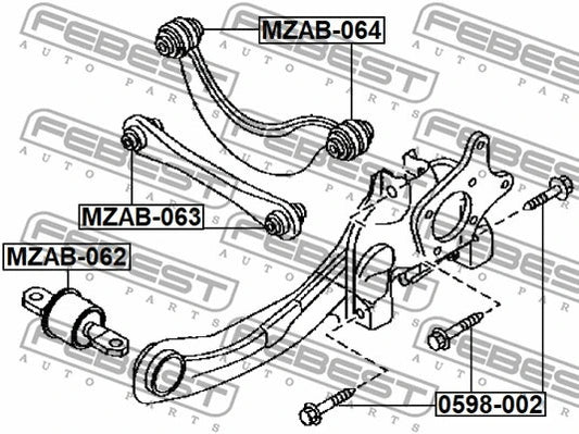 FEBEST 2004-2011 Mazda 3 Fastening Bolts Control Arm 0598-002