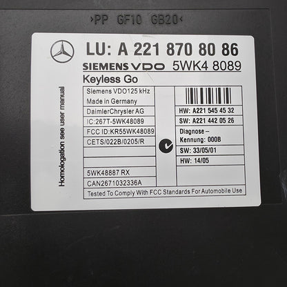 2007-2010 Mercedes-Benz S600 Door Keyless Control Module A2218708086