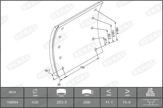 BERAL Mercedes-Benz Brake Lining Kit, Drum Brake KBL19094.0-1575