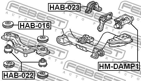 FEBEST 1988-2001 Honda Civic Rear Differential Mount Damper HM-DAMP1