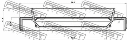 FEBEST 2006-18 Toyota RAV4 Drive Shaft Oil Seal 47.6x80.1x10.9 95HBY-49801118L