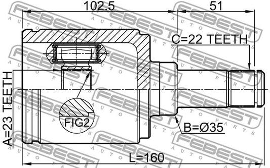 FEBEST General Motors Inner Cv Joint Right 1811-A16XERATRH
