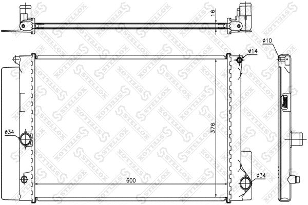 STELLOX 2001-2018 Toyota Corolla Radiator Assembly 164000D400