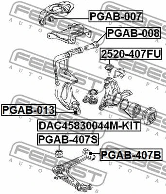 FEBEST 2006-2017 Peugeot 407 Front Arm Bushing PGAB-008