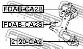 FEBEST VOLVO, LAND ROVER, FORD REAR BUSHING WITHOUT BRACKET, FRONT CONTROL ARM (