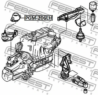 FEBEST PEUGEOT, CITROEN LEFT ENGINE MOUNT - PGM-206LH