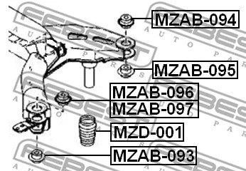 FEBEST 2003-2008 Mazda 6 Rear Crossmember Bushing Right MZAB-096