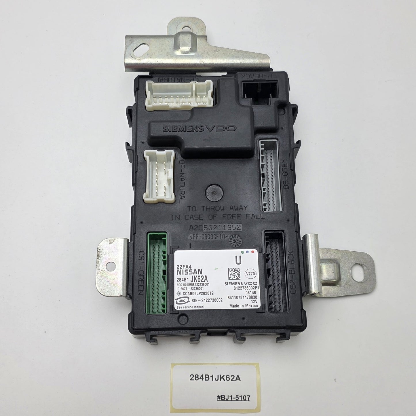 2007-2008 Infiniti G35 Controller Assembly - BCM 284B1JK62A