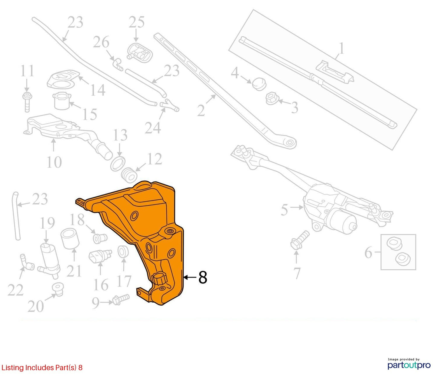 2012–2018 Audi A6 / A7 Windshield Washer Reservoir Tank Used OEM 4G8955453D