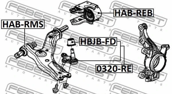FEBEST 2012-2017 Honda CR-V Front Bushing Front Control Arm HAB-RMS