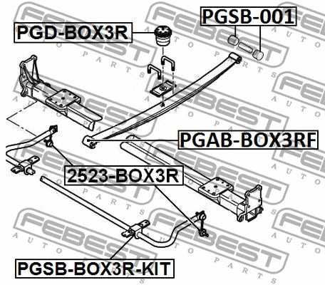 FEBEST 2008-2014 Fiat Ducato Front Bushing Rear Leaf Spring PGAB-BOX3RF
