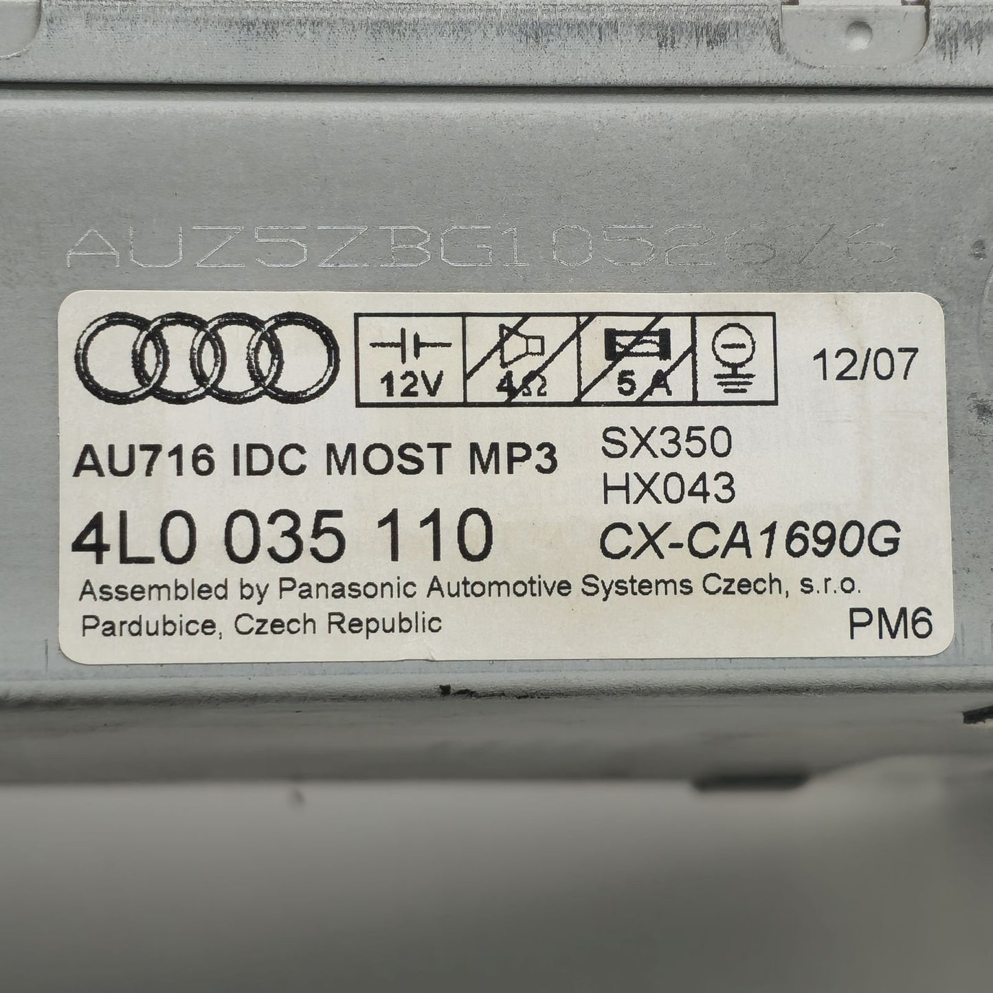 2007-2009 Audi A6 CD Disc Changer Receiver Unit 4L0035110