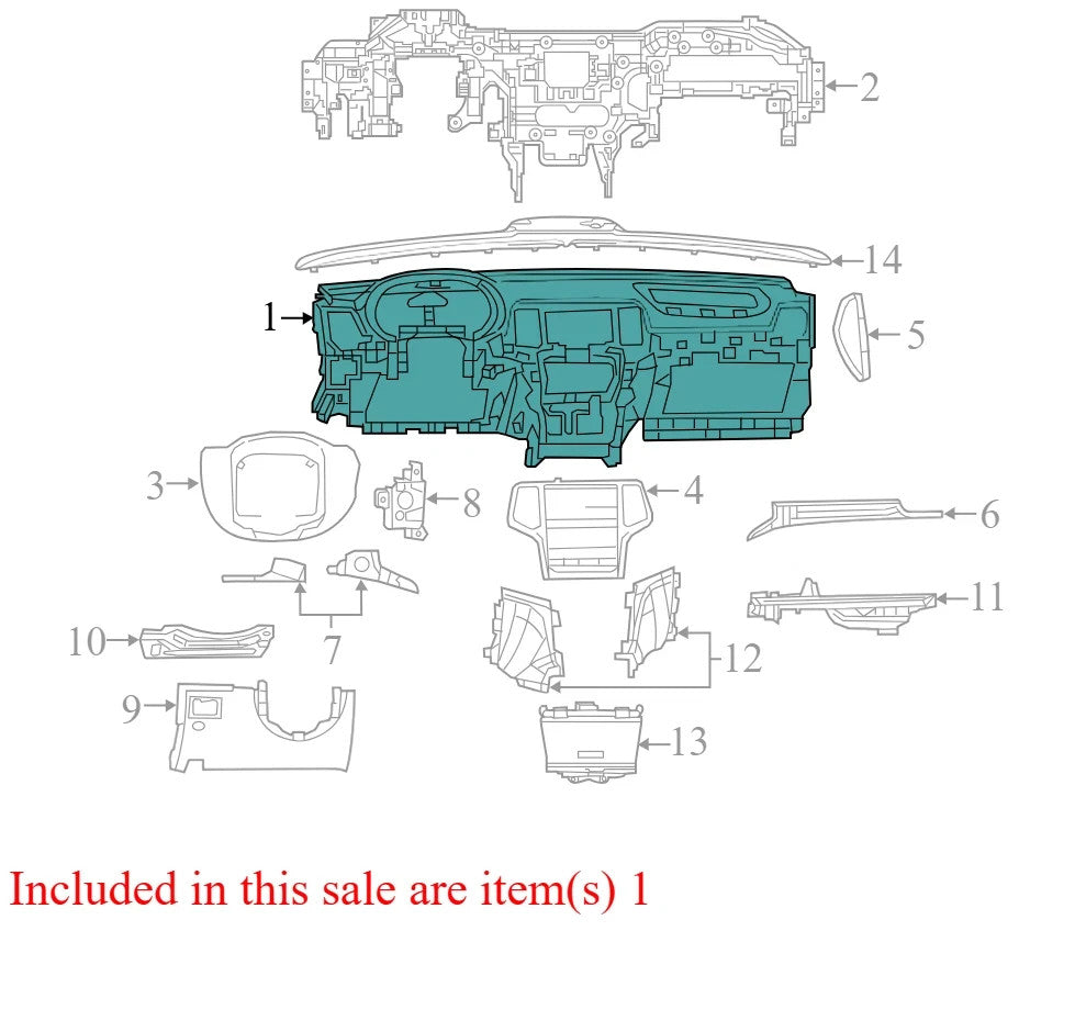 2015 Jeep Grand Cherokee Dashboard Panel Used OEM 5QX85DX9AE