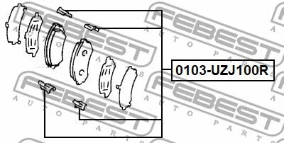 FEBEST Toyota Accessory Kit Disc Brake Pad 0103-UZJ100R