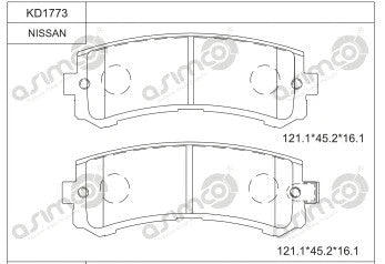 ASIMCO 2001-2005 Nissan Almera Brake Pad Set, Disc Brake KD1773