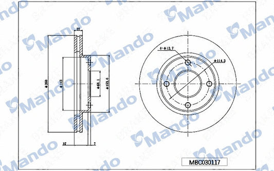MANDO 2005-2007 Nissan Micra Brake Disc MBC030117