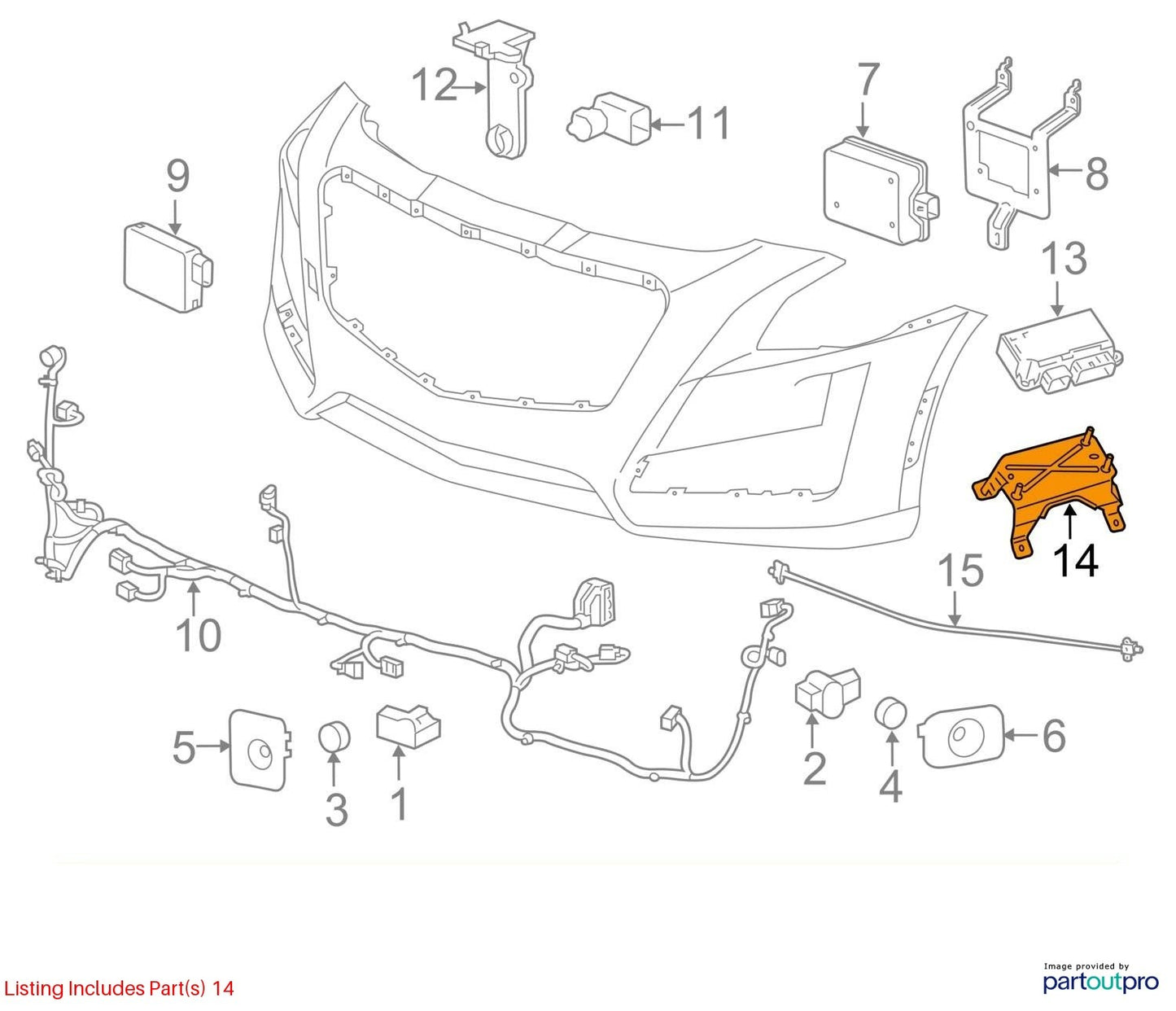 2018 Cadillac CTS Pedestrian Impact Detection Module Bracket Used OEM 22874377