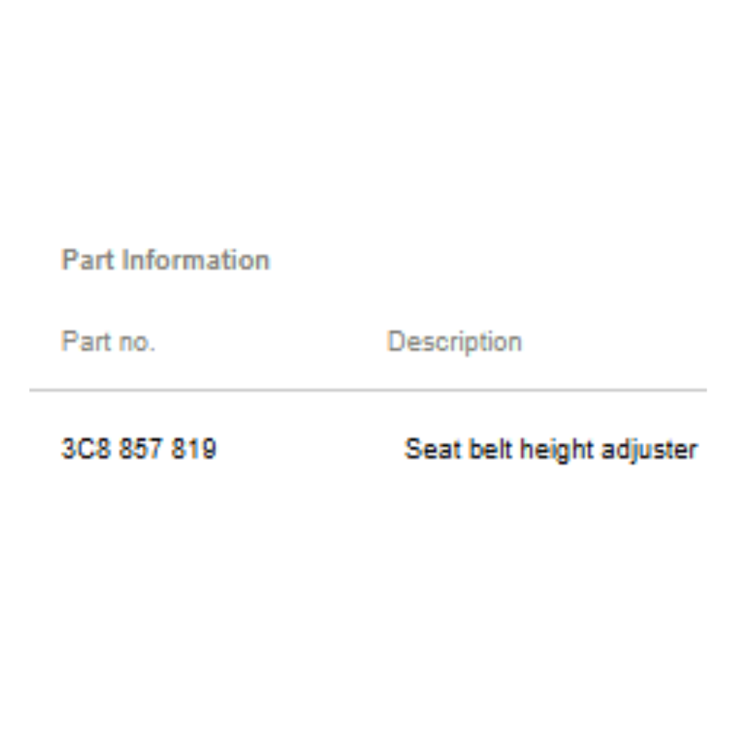 2011–2015 VW Jetta Seat Belt Height Adjuster Used OEM 3C8857819