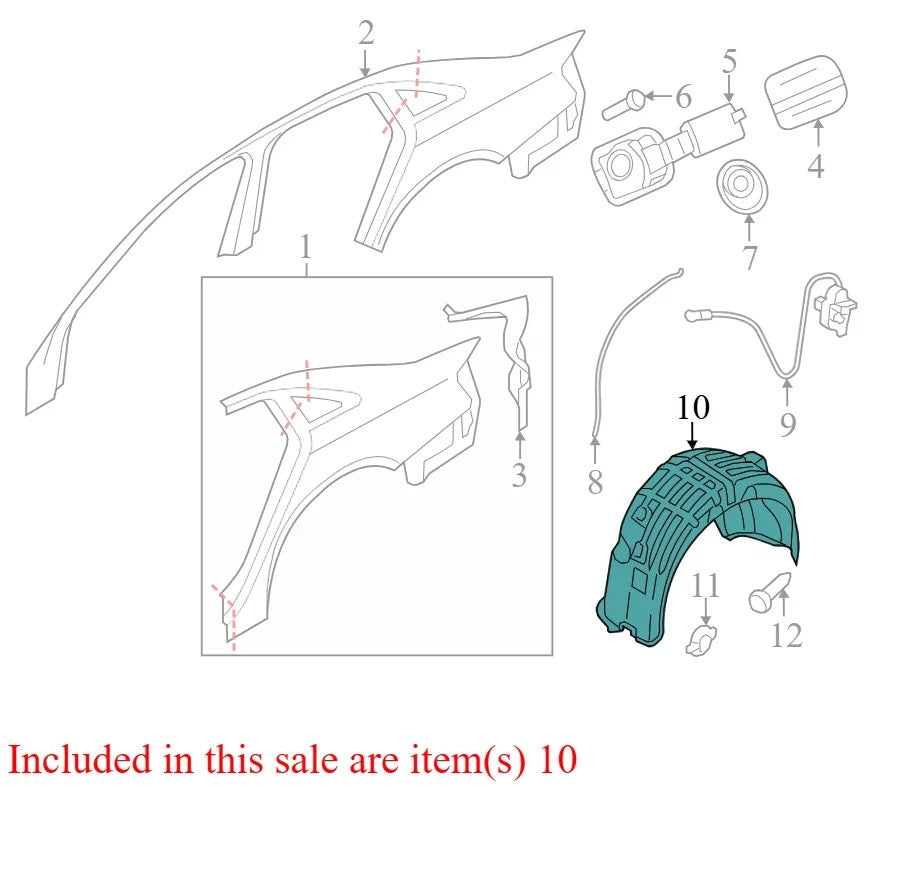 2010 Audi A4 Rear Left Quarter Panel Splash Shield Used OEM 8K0810171B