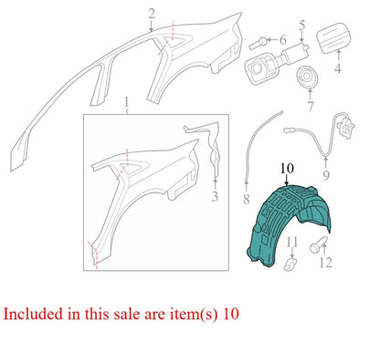 2010 Audi A4 Rear Left Quarter Panel Splash Shield Used OEM 8K0810171B