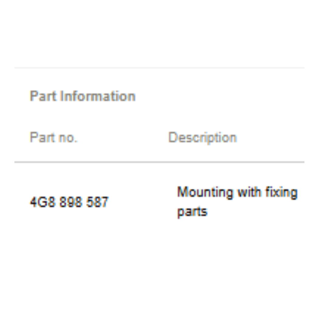 2012–2015 Audi A6 Mounting with Fixing Parts Used OEM 4G8898587