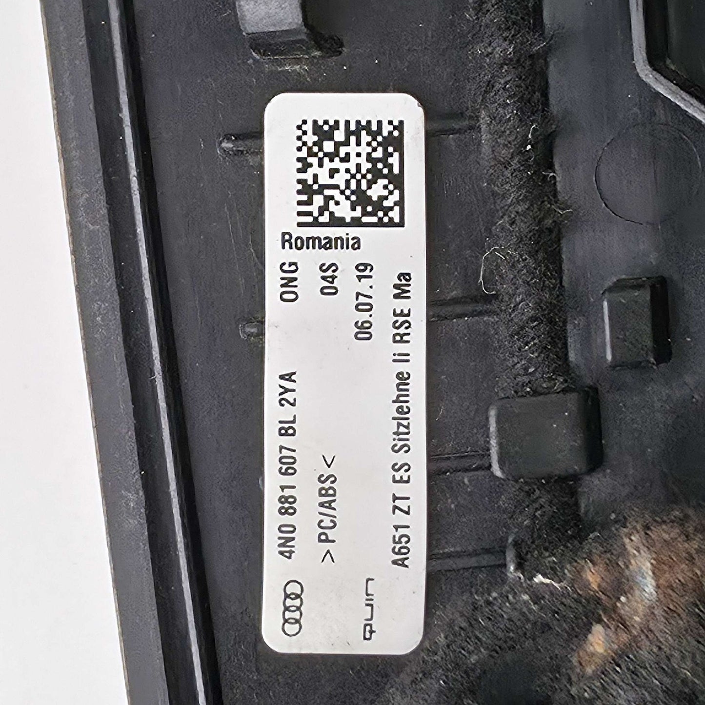 2018-2021 Audi A8 Trim Backrest Cover 4N0881607BL