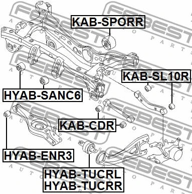 FEBEST 2005-2015 Hyundai ix35 Rear Left Trailing Arm Bushing HYAB-TUCRL