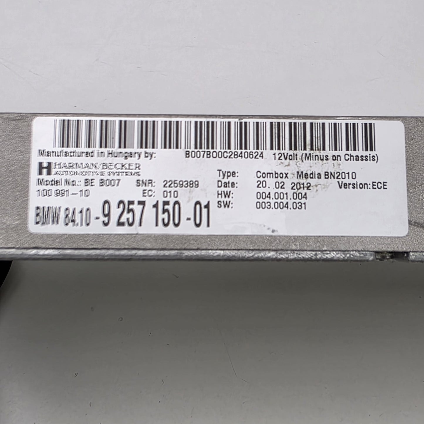 2012 BMW 3 Bluetooth Control Unit 925715001