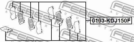 FEBEST 2002-2009 Toyota 4Runner Disc Brake Clip Set 0103-KDJ150F