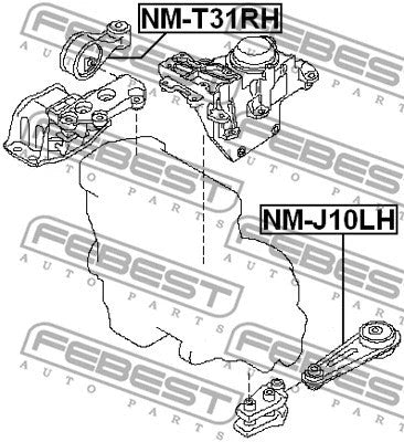 FEBEST 2007-2014 Nissan X-Trail Right Engine Mount NM-T31RH