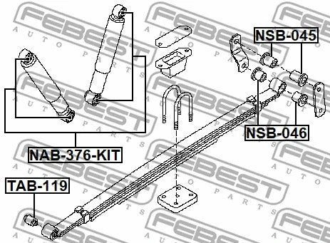 FEBEST 2004 Nissan Frontier Bushing Kit, Rear Shock Absorber NAB-376-KIT
