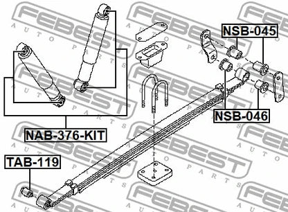 FEBEST 2004 Nissan Frontier Bushing Kit, Rear Shock Absorber NAB-376-KIT