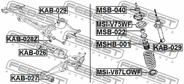 FEBEST 2006-2010 Kia Sedona Rear Rod Bushing KAB-029