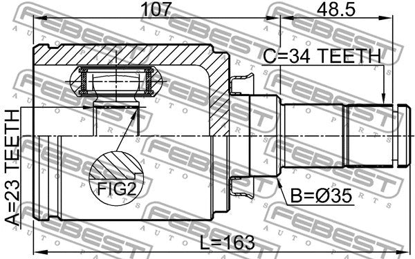 FEBEST 2010-2017 Chevrolet Cruze Joint Kit Drive Shaft 1811-A16RH
