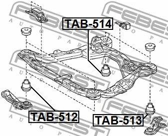 FEBEST 2006-2018 Lexus ES350 Subframe Rear Bushing Right TAB-514