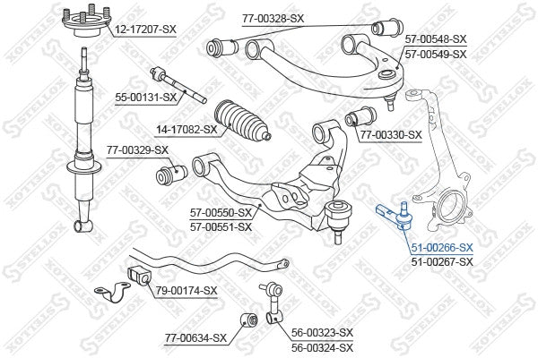 STELLOX 2008-2013 Lexus LX570 Tie Rod End Sub-Assembly Left 4504769145