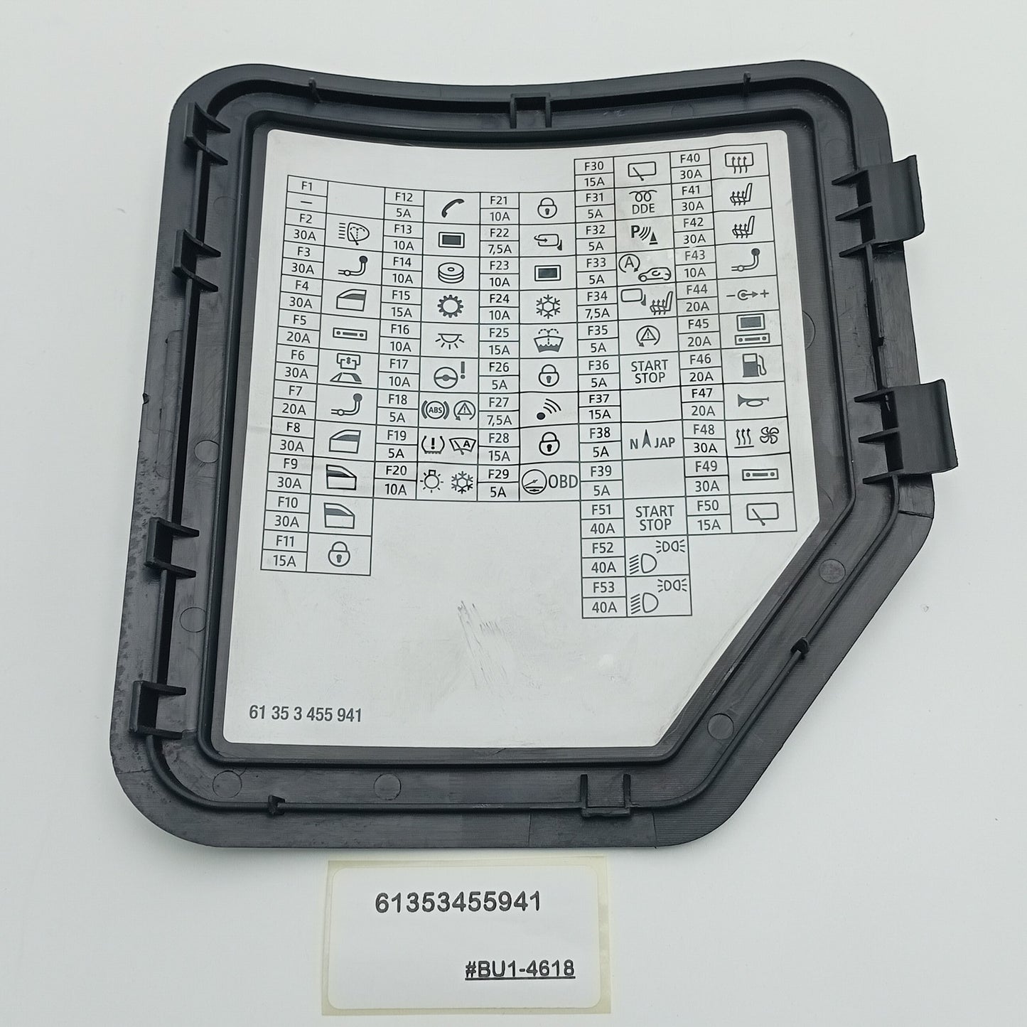 2007-2014 MINI Cooper STICK-ON LABEL FUSE GROUPING 61353455941