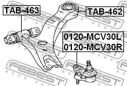 FEBEST 2013-2019 Toyota Highlander Rear Bushing Front Control Arm TAB-462