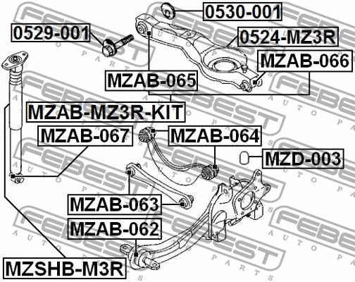FEBEST 2003-2010 Mazda 3 Rear Trailing Arm Bushing MZAB-062