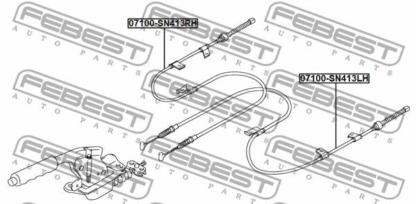 Febest Parking Brake Cable Left 07100-SN413LH
