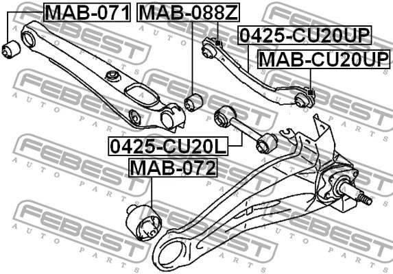 FEBEST 2002-2013 Mitsubishi Lancer Rear Trailing Arm Bushing MAB-072