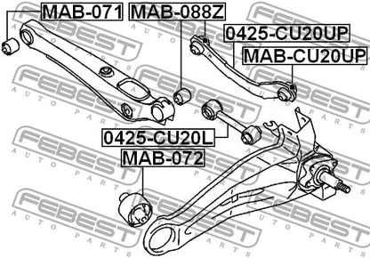 FEBEST 2002-2013 Mitsubishi Lancer Rear Trailing Arm Bushing MAB-072