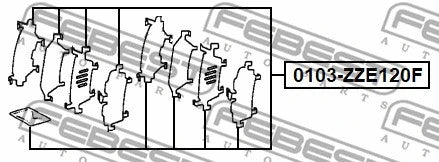 Febest 2004-2006 Scion xA Disc Brake Clip Set 0103-ZZE120F